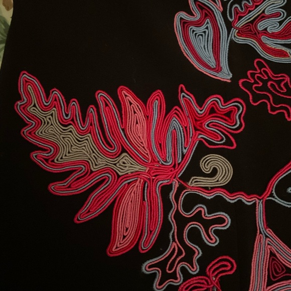 Cache Vintage Y2K Black Embroidered Boho Flared Leg Pants. Festival, retro. 6 - Picture 10 of 16